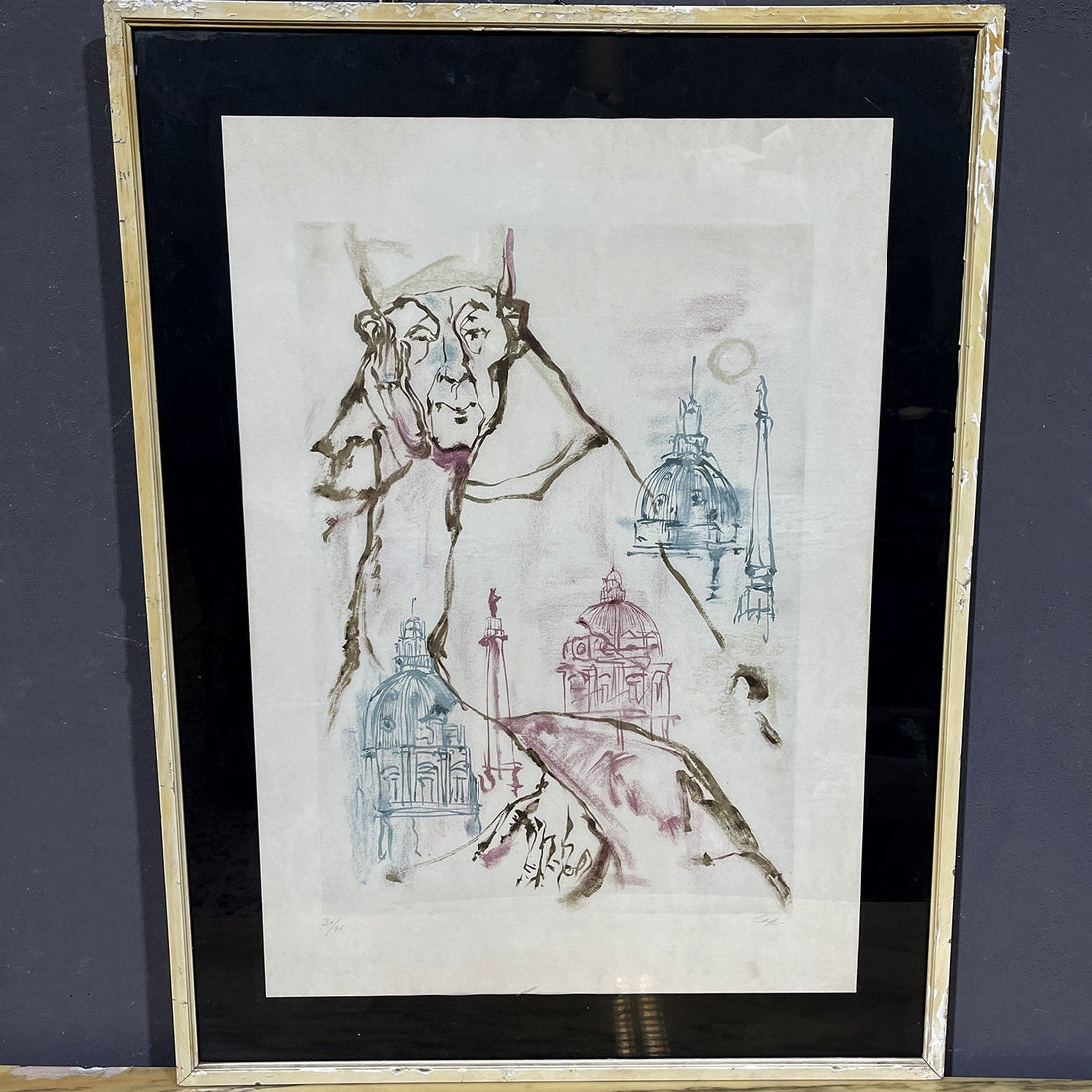 Litografia Nino Caffè (1909 - 1975), Il Cardinale - Vassallo Antiques Antiquariato Online