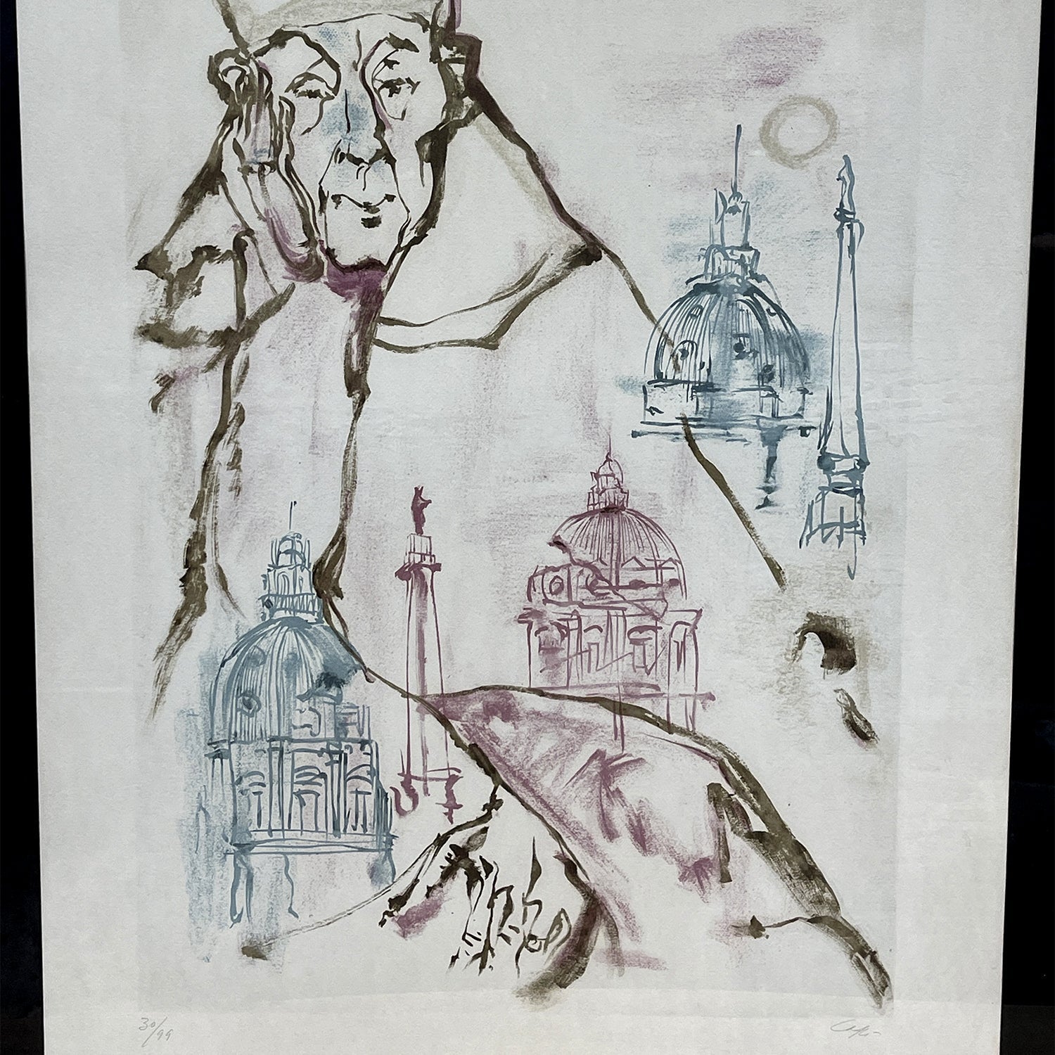 Litografia Nino Caffè (1909 - 1975), Il Cardinale - Vassallo Antiques Antiquariato Online