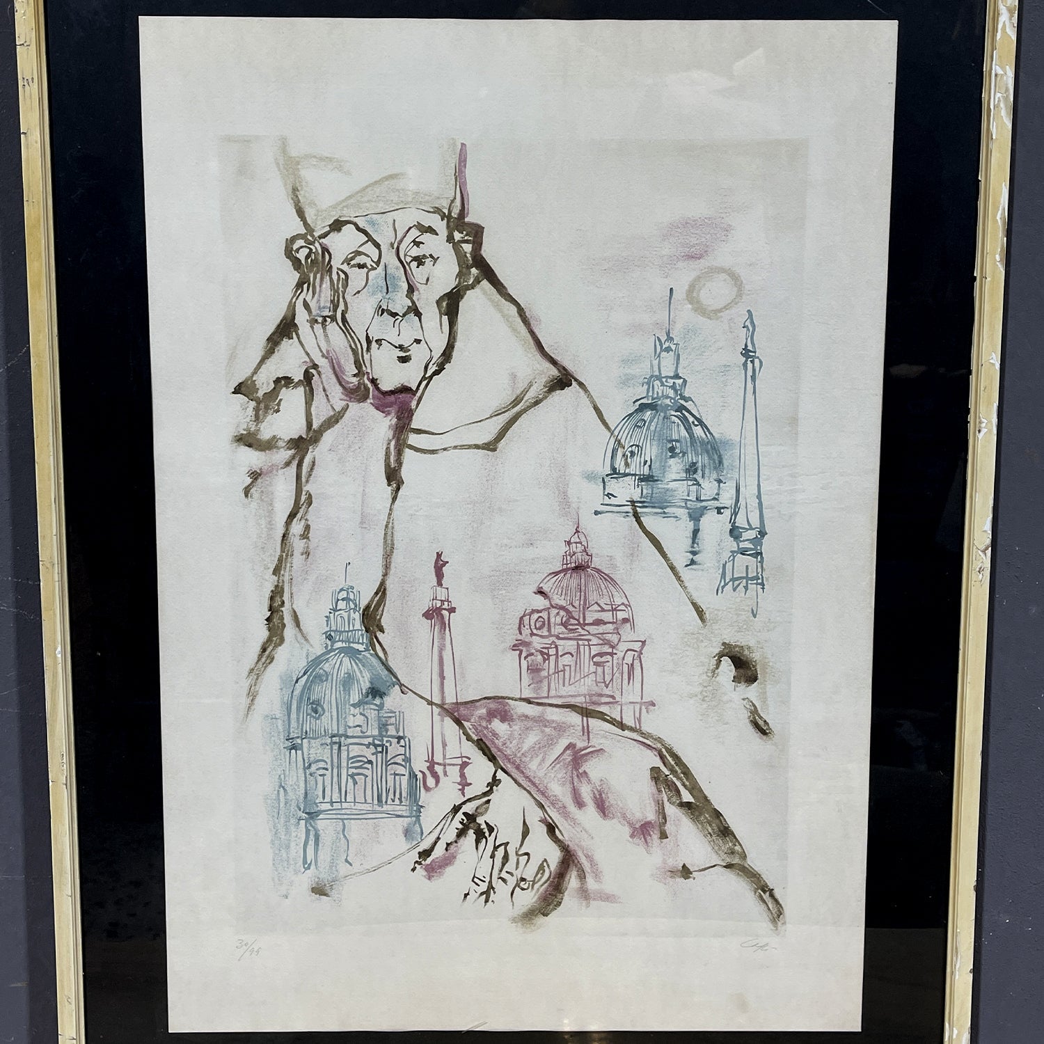 Litografia Nino Caffè (1909 - 1975), Il Cardinale - Vassallo Antiques Antiquariato Online
