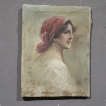 Antico dipinto G. Maresca ritratto di donna