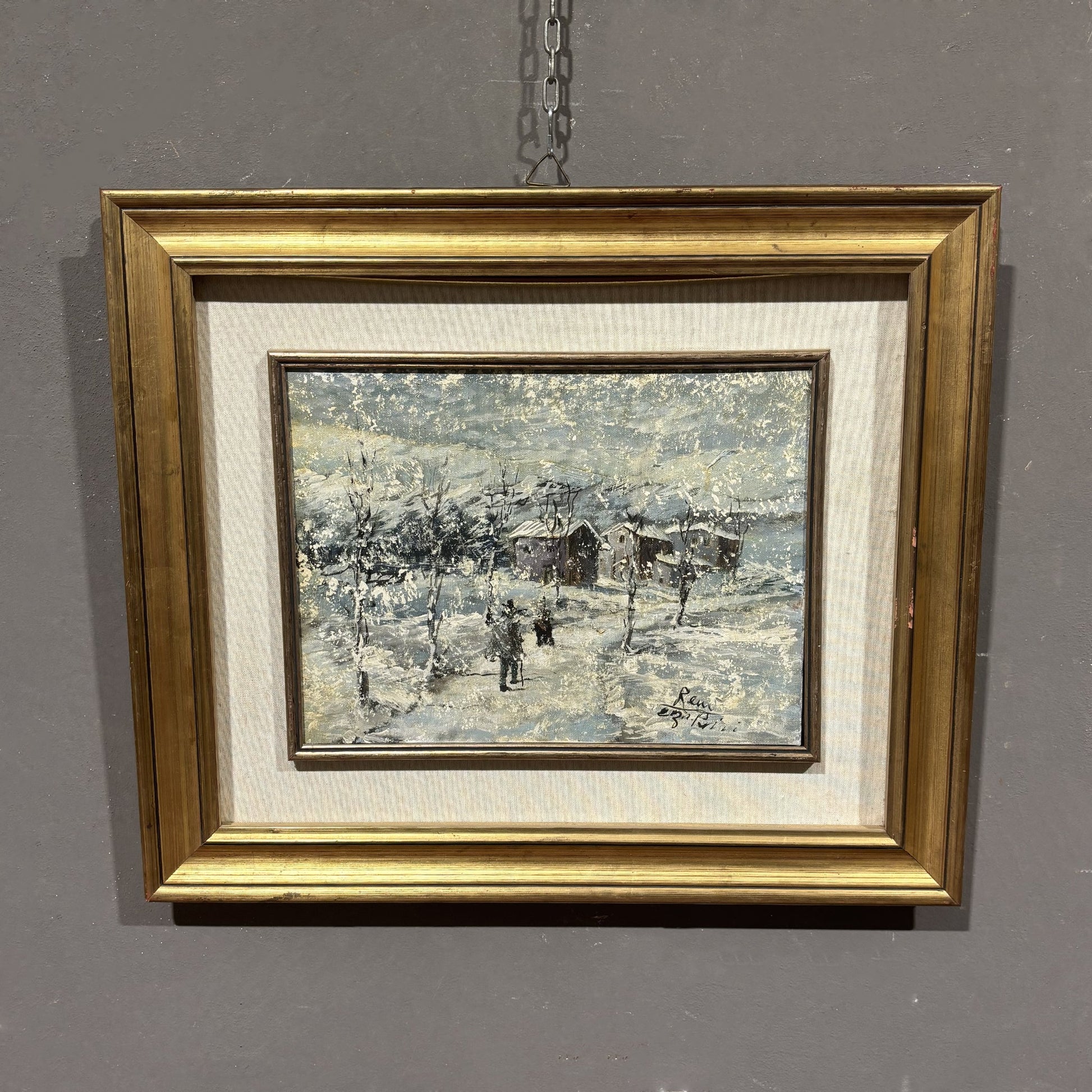 Nevicata , dipinto ad olio su tela - Vassallo Antiques Antiquariato Online