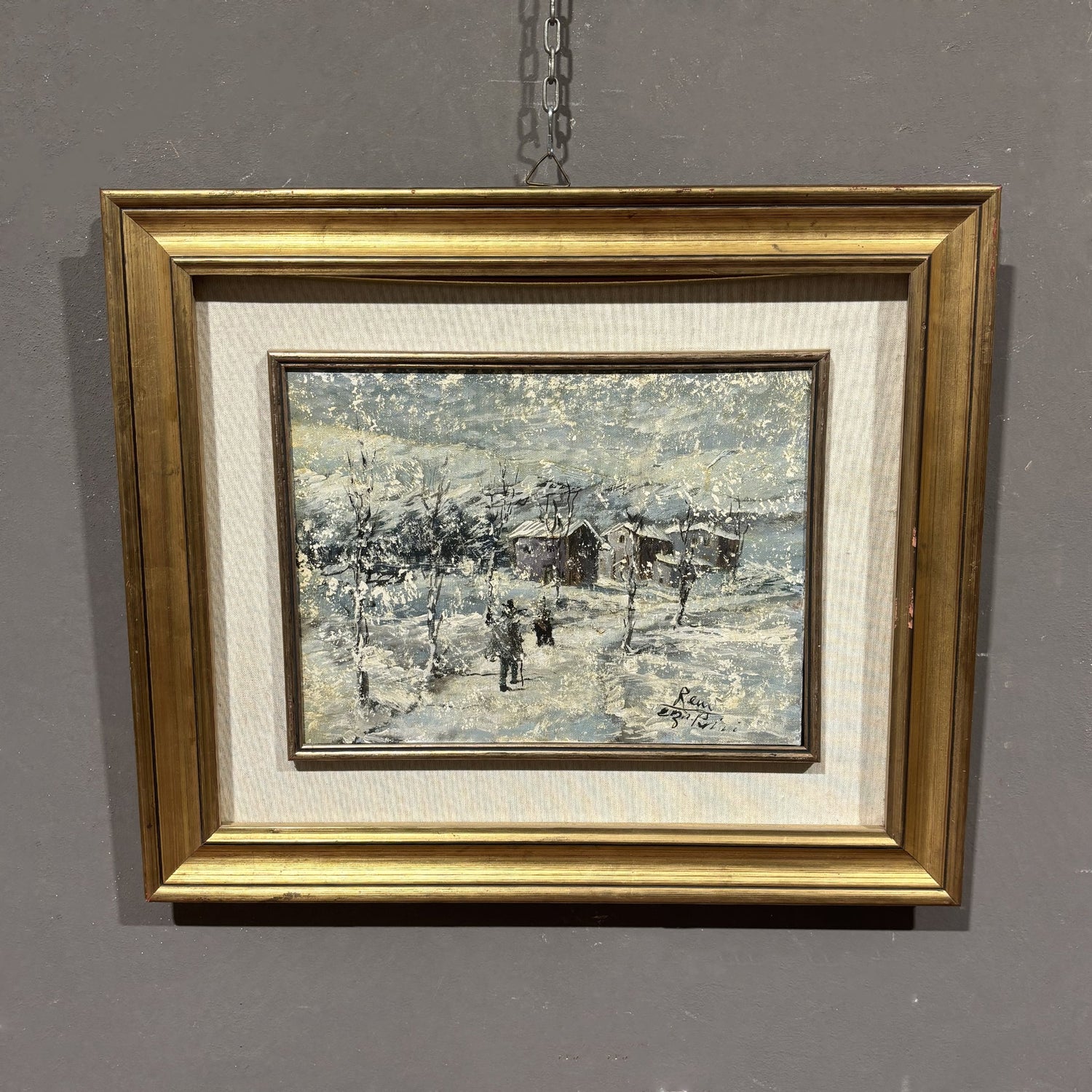 Nevicata , dipinto ad olio su tela - Vassallo Antiques Antiquariato Online