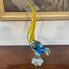 Scultura di gallo anni ’70 in vetro di Murano multicolore