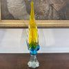 Scultura di gallo anni ’70 in vetro di Murano multicolore