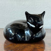 Scultura gatto anni ’70 in vetro di Murano nero lucido