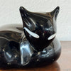 Scultura gatto anni ’70 in vetro di Murano nero lucido