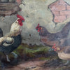 Antico dipinto ad Olio con Gallo e Galline Firmato E. S. England – Fine XIX Secolo