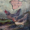 Antico dipinto ad Olio con Gallo e Galline Firmato E. S. England – Fine XIX Secolo