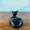 Scultura gatto anni ’70 in vetro di Murano nero lucido