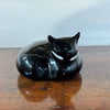 Scultura gatto anni ’70 in vetro di Murano nero lucido
