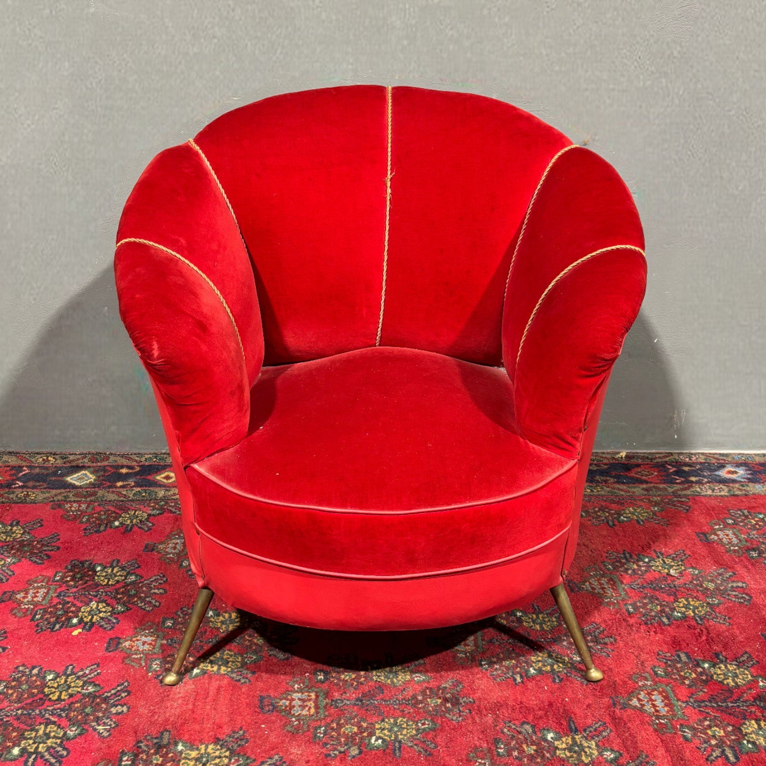 Poltrona di design anni '50 in velluto - Vassallo Antiques Antiquariato Online