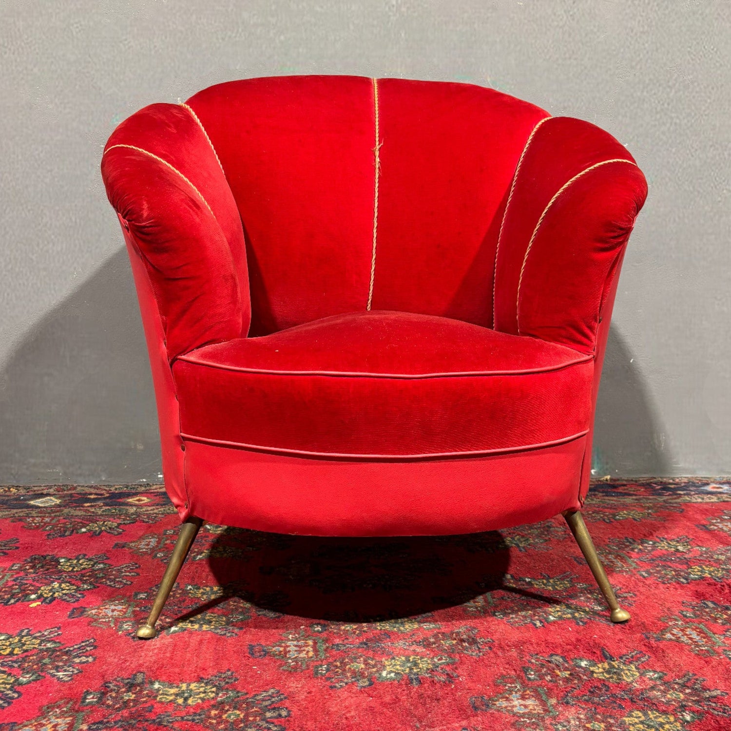 Poltrona di design anni '50 in velluto - Vassallo Antiques Antiquariato Online
