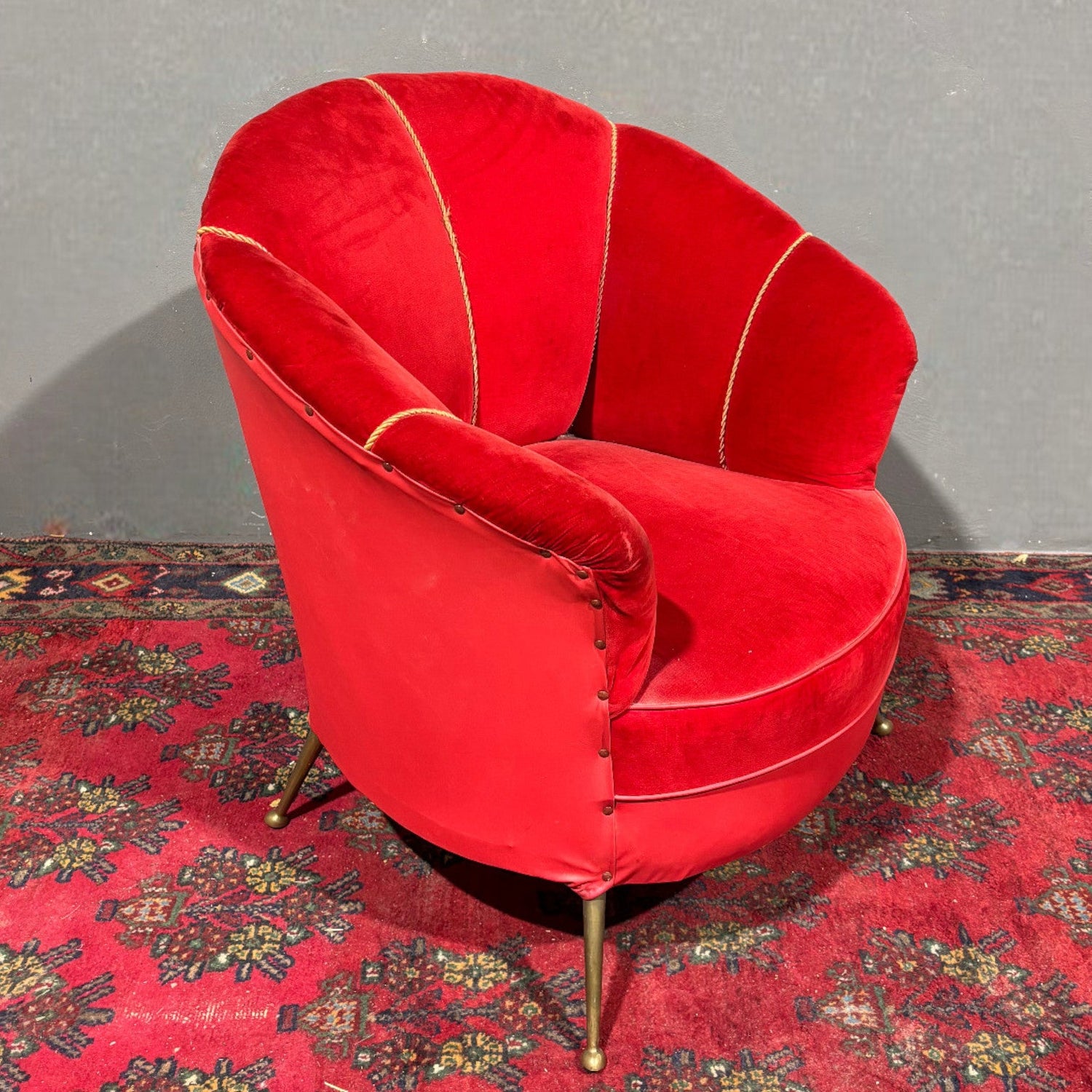 Poltrona di design anni '50 in velluto - Vassallo Antiques Antiquariato Online