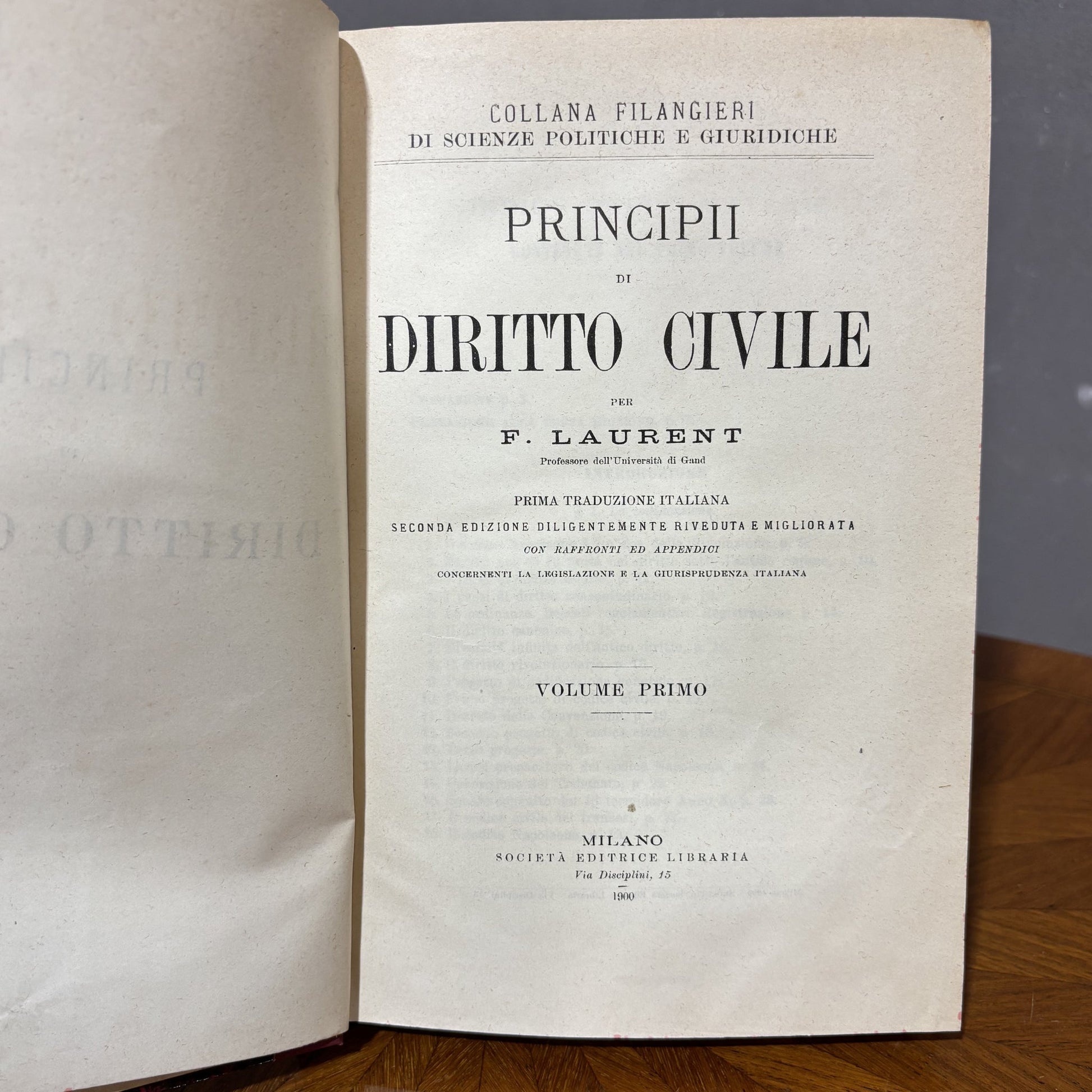 Principii del diritto civile - F. Laurent - 1900 - Vassallo Antiques Antiquariato Online