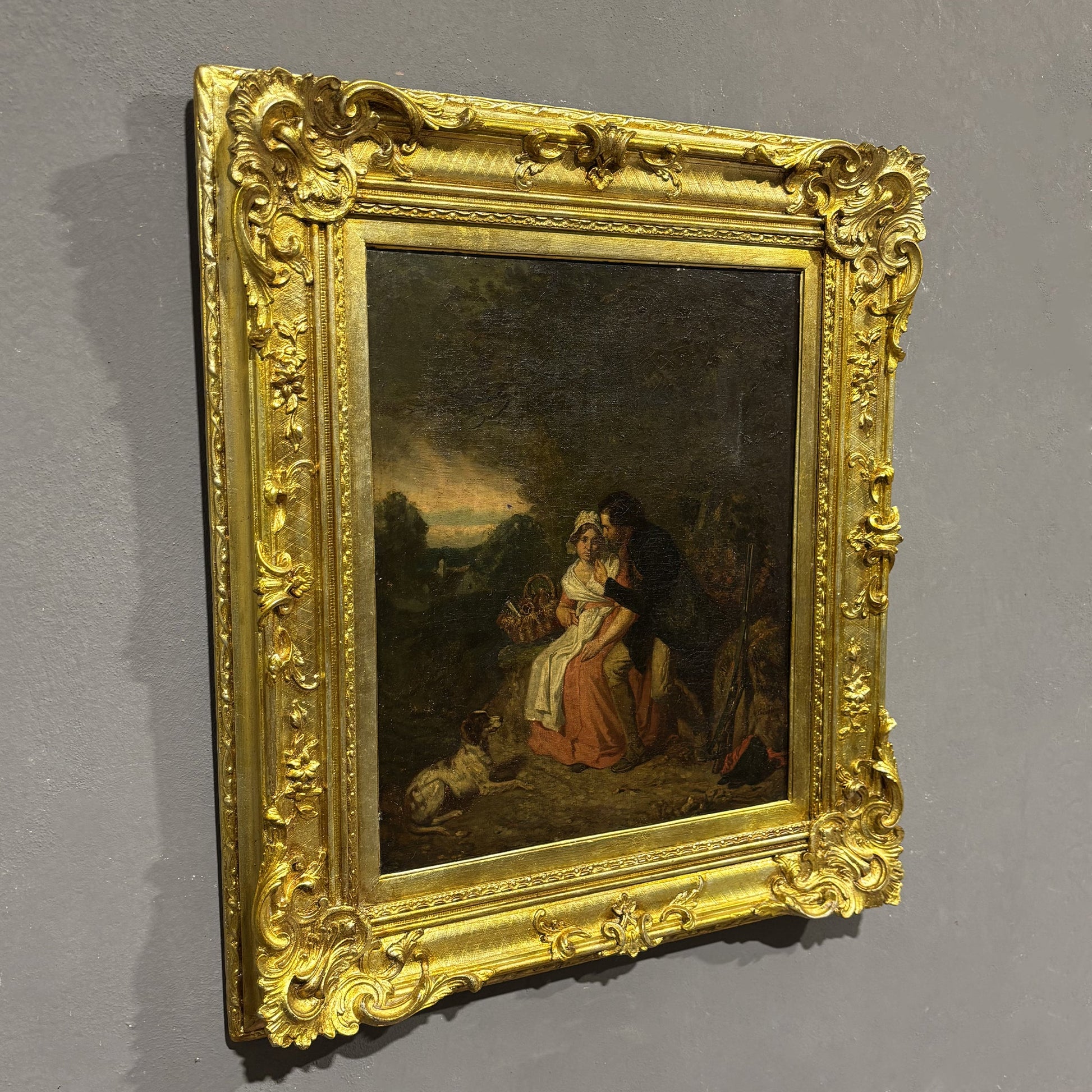 Quadro pittura ad olio scena galante XIX secolo A. Guillemin - Vassallo Antiques Antiquariato Online