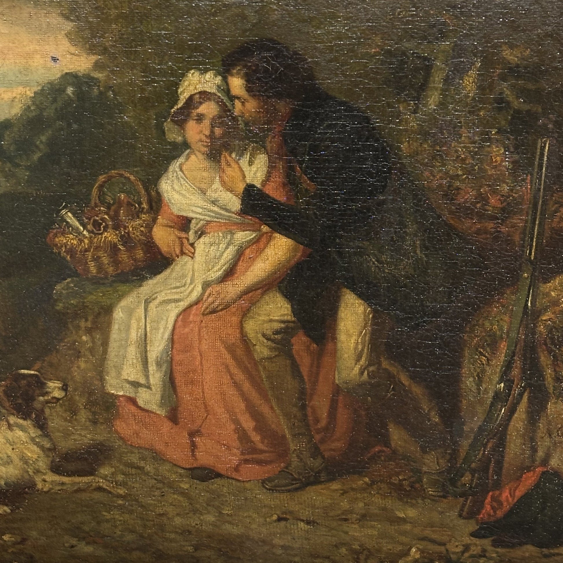 Quadro pittura ad olio scena galante XIX secolo A. Guillemin - Vassallo Antiques Antiquariato Online