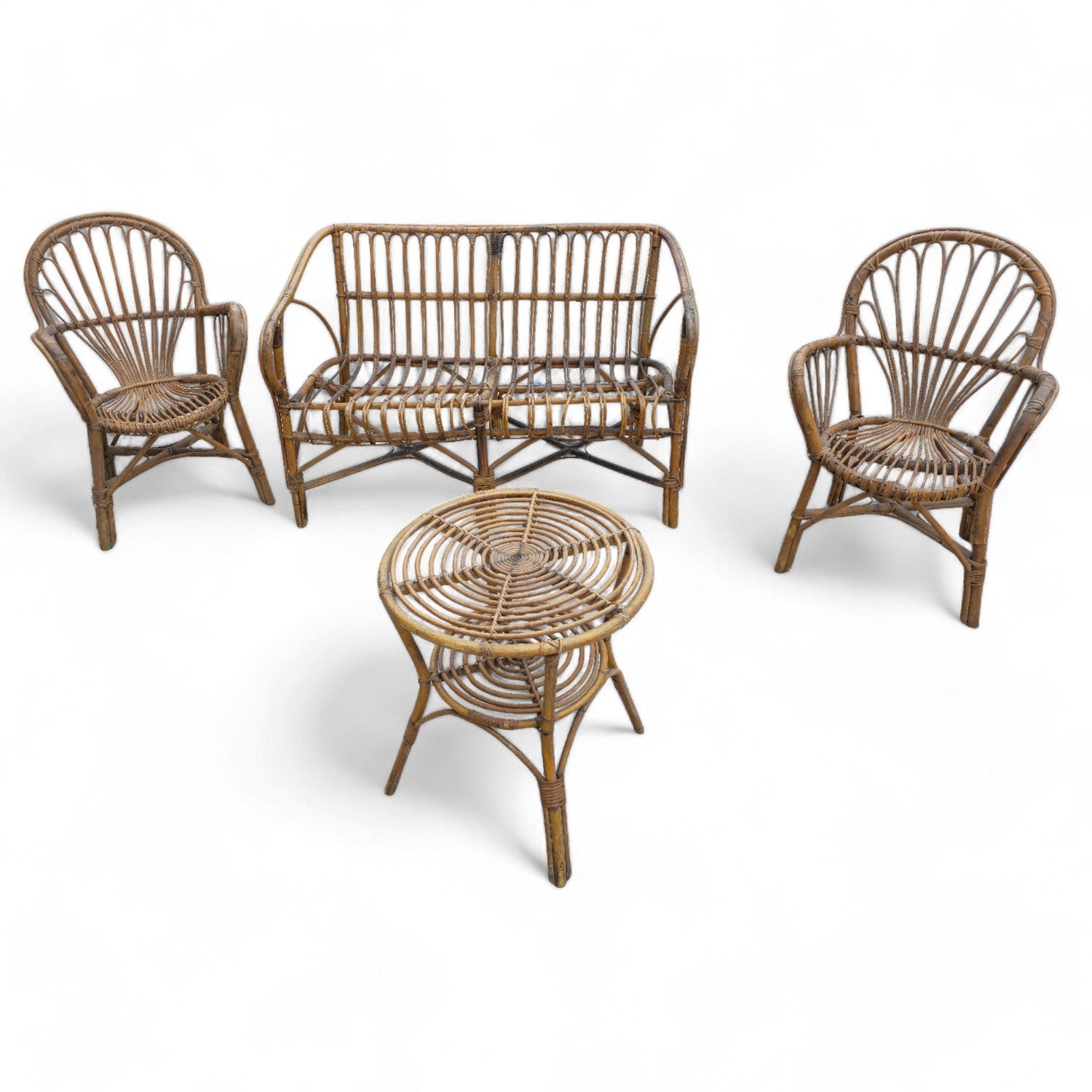 Salotto completo anni '60 in vimini - Vassallo Antiques Antiquariato Online