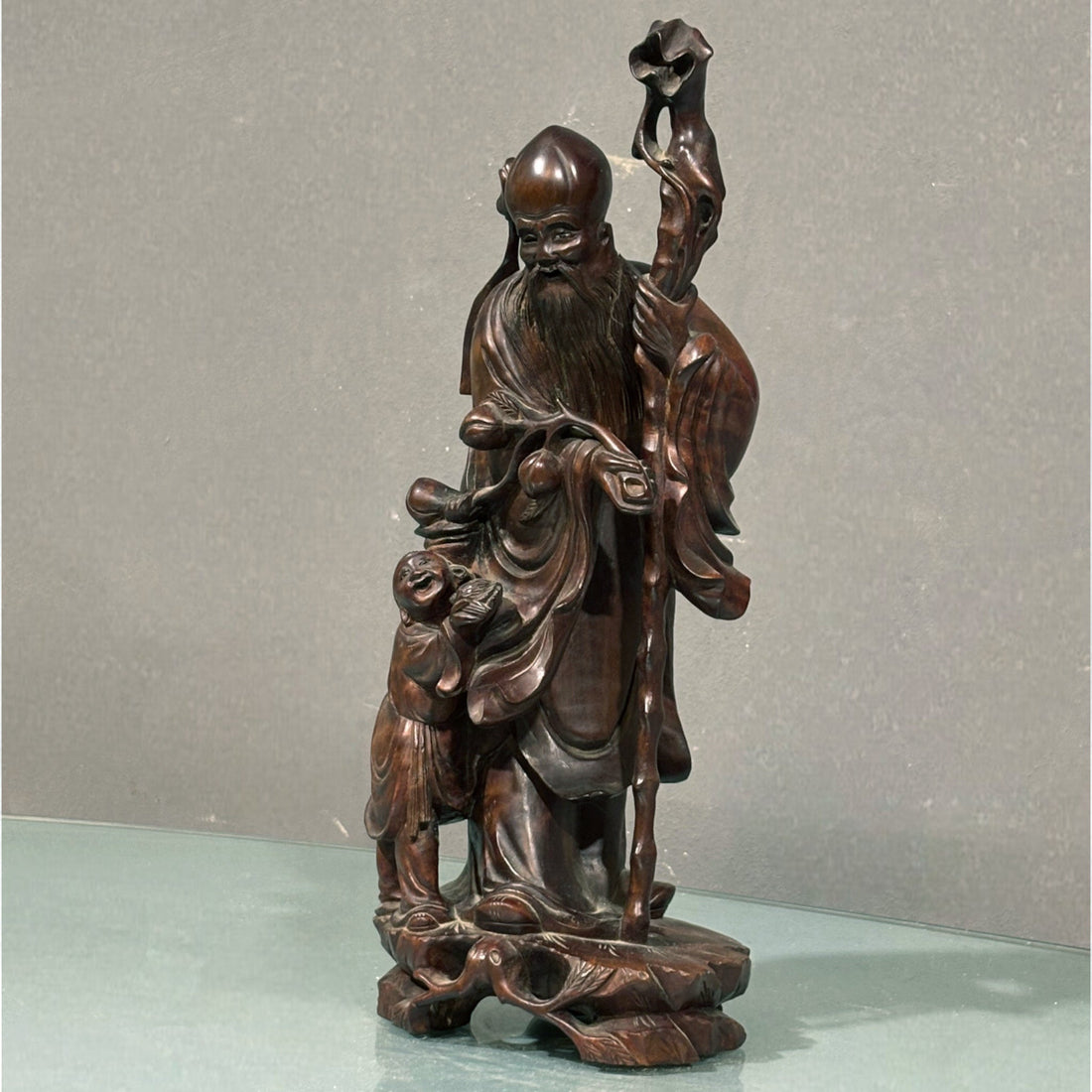 Scultura in legno scolpito Shulao, Cina - Vassallo Antiques Antiquariato Online