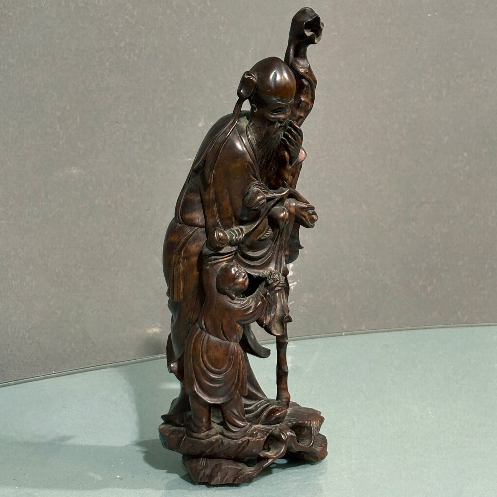 Scultura in legno scolpito Shulao, Cina - Vassallo Antiques Antiquariato Online