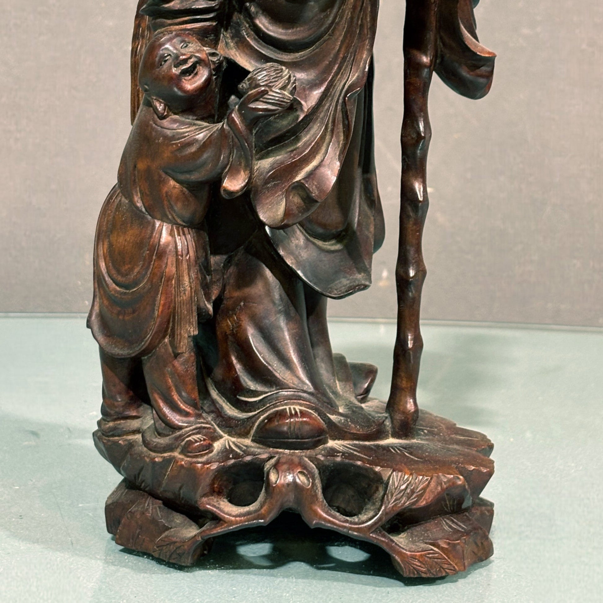 Scultura in legno scolpito Shulao, Cina - Vassallo Antiques Antiquariato Online