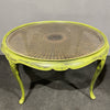 Tavolino da salotto in legno shabby e rattan - Vassallo Antiques Antiquariato Online