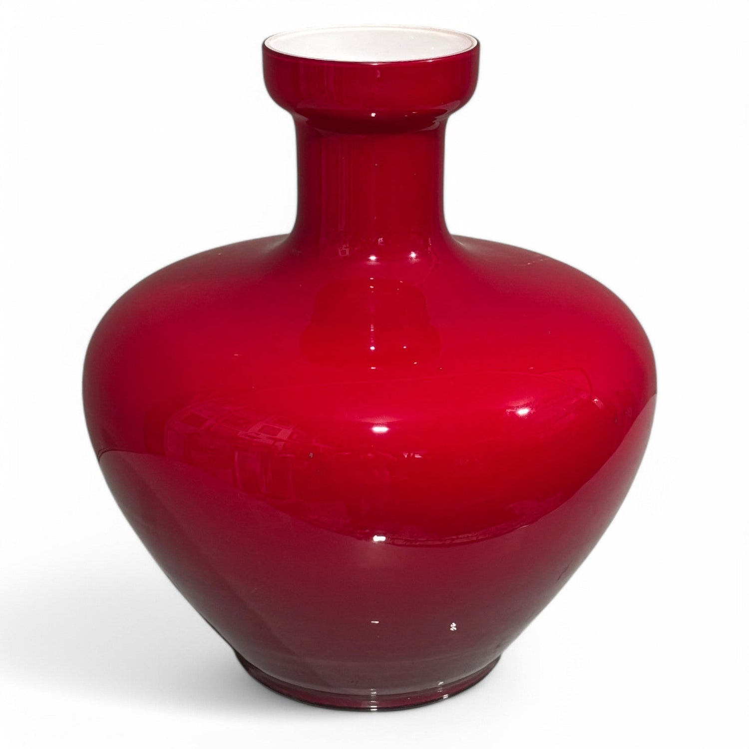 Vaso di design in vetro di Murano rosso rubino - Vassallo Antiques Antiquariato Online