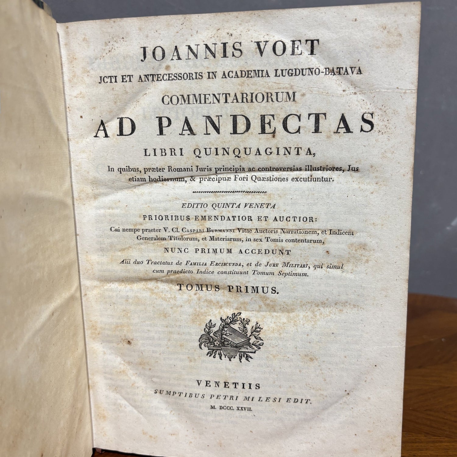 Voet Ad pandectas 1827 studio del diritto romano - Vassallo Antiques Antiquariato Online