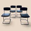 Set di 4 Sedie Vintage Anni ’70 – Design Modernista in Acciaio Cromato e Similpelle Nera