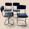 Set di 4 Sedie Vintage Anni ’70 – Design Modernista in Acciaio Cromato e Similpelle Nera