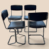 Set di 4 Sedie Vintage Anni ’70 – Design Modernista in Acciaio Cromato e Similpelle Nera