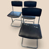 Set di 4 Sedie Vintage Anni ’70 – Design Modernista in Acciaio Cromato e Similpelle Nera
