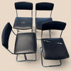 Set di 4 Sedie Vintage Anni ’70 – Design Modernista in Acciaio Cromato e Similpelle Nera
