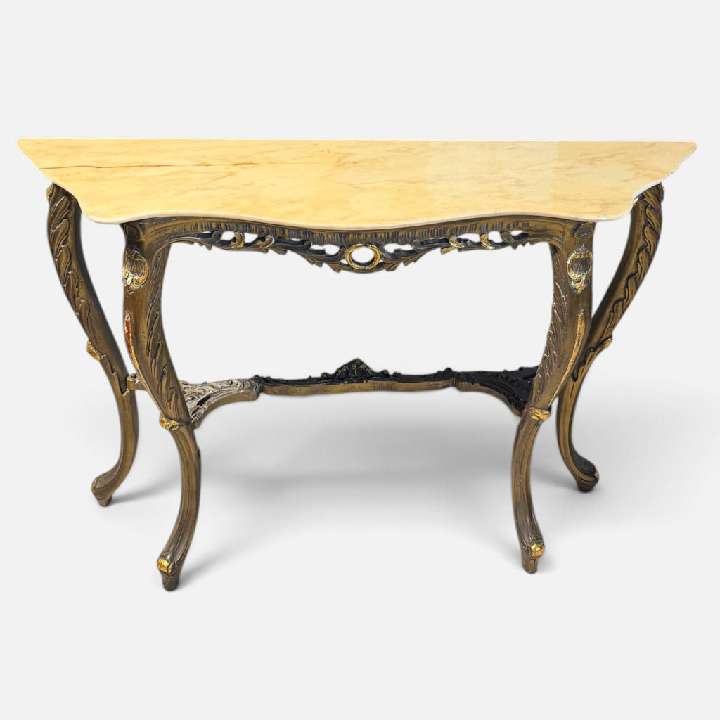 Console in legno dorato e piano in marmo XX secolo